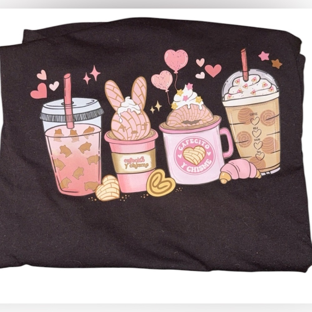 NEW- H&M Basics Slightly Dropped Shoulder Top-Custom Made Graphic “Coffee” - Picture 2 of 3